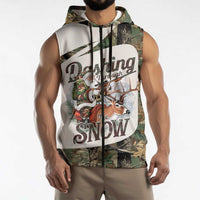 Santa Deer Hunting Christmas Sleeveless Zip Hoodie Hunting Camouflage Patterns - Wonder Print Shop