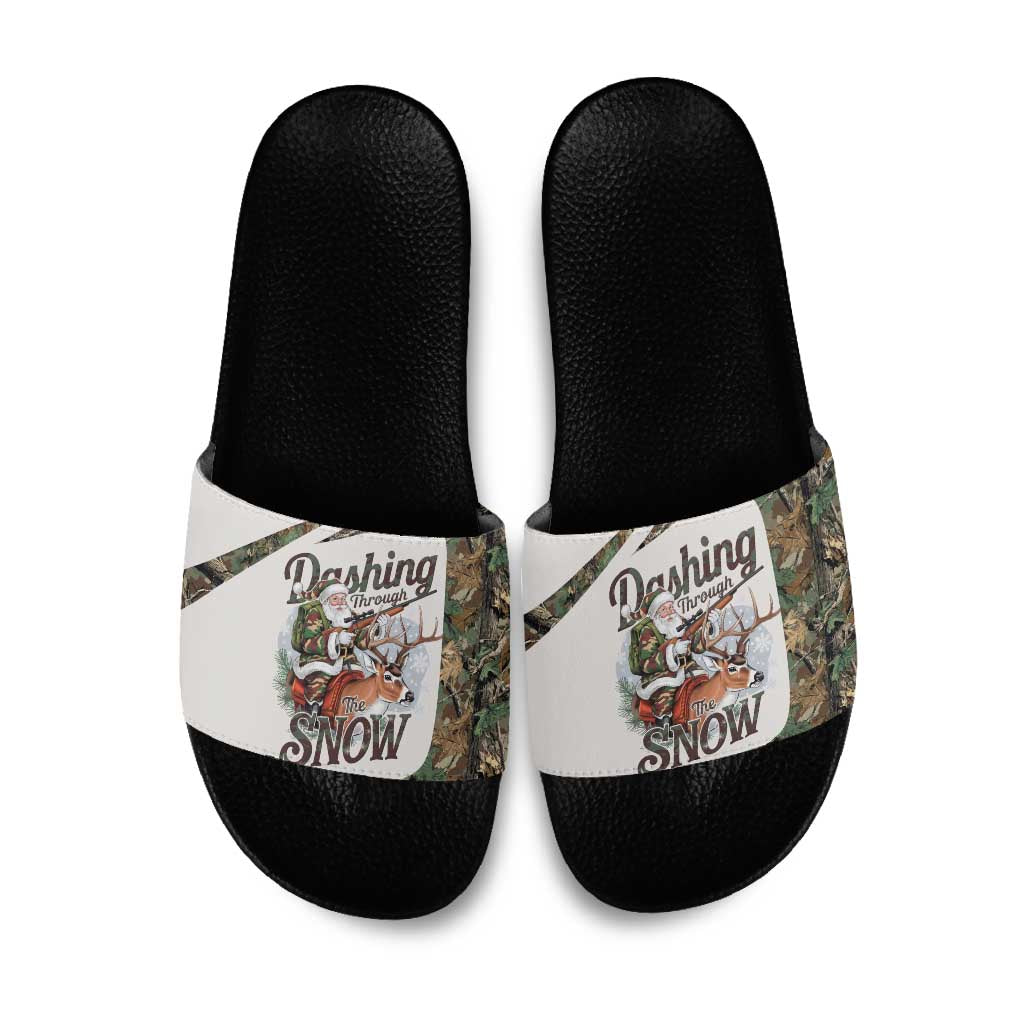 Santa Deer Hunting Christmas Slide Sandals Hunting Camouflage Patterns - Wonder Print Shop
