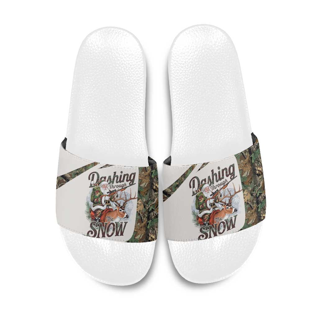 Santa Deer Hunting Christmas Slide Sandals Hunting Camouflage Patterns - Wonder Print Shop