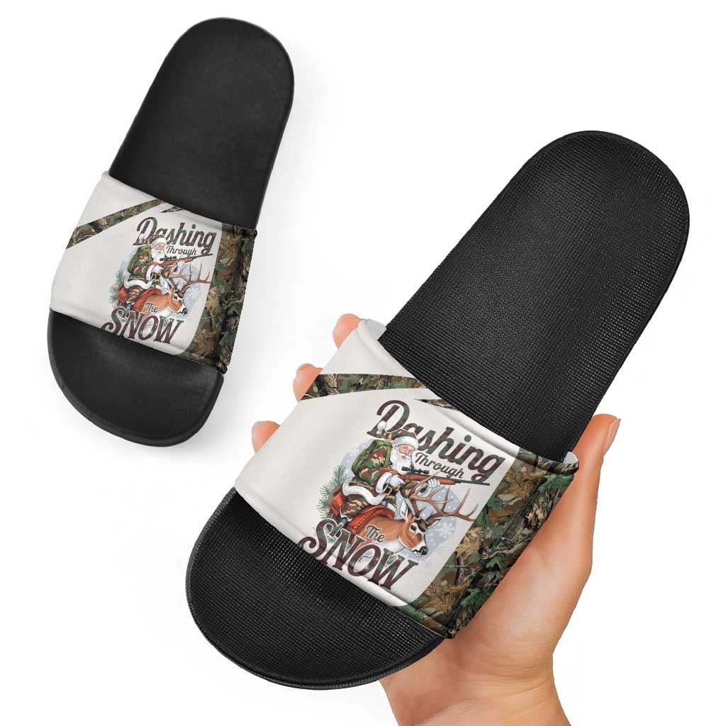 Santa Deer Hunting Christmas Slide Sandals Hunting Camouflage Patterns - Wonder Print Shop