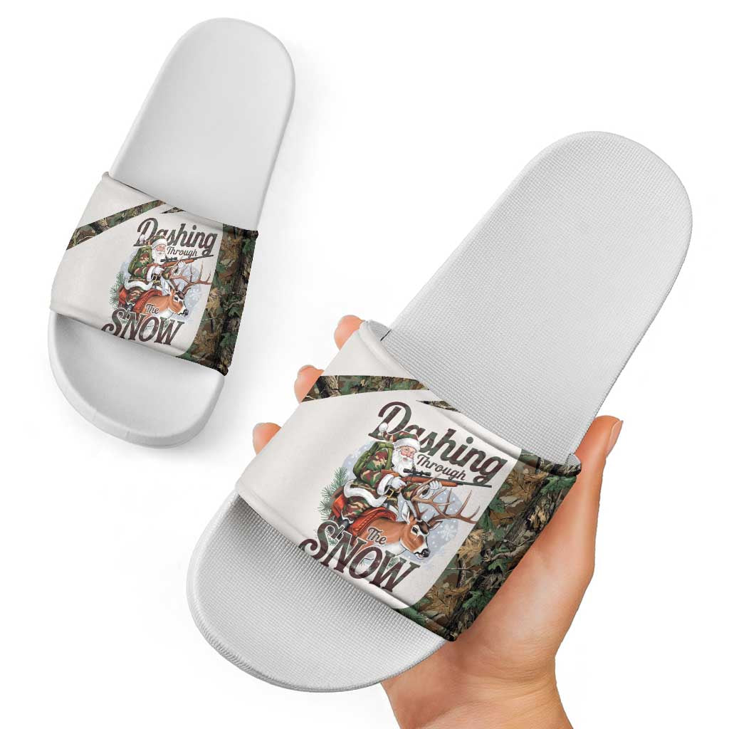 Santa Deer Hunting Christmas Slide Sandals Hunting Camouflage Patterns - Wonder Print Shop