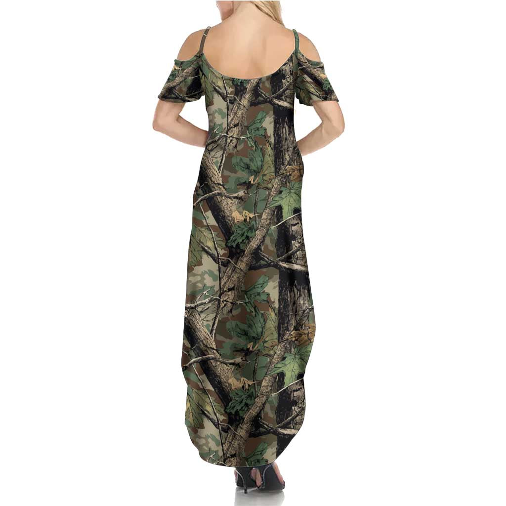 Santa Deer Hunting Christmas Summer Maxi Dress Hunting Camouflage Patterns - Wonder Print Shop