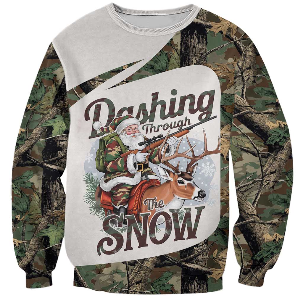 Santa Deer Hunting Christmas Sweatshirt Hunting Camouflage Patterns - Wonder Print Shop