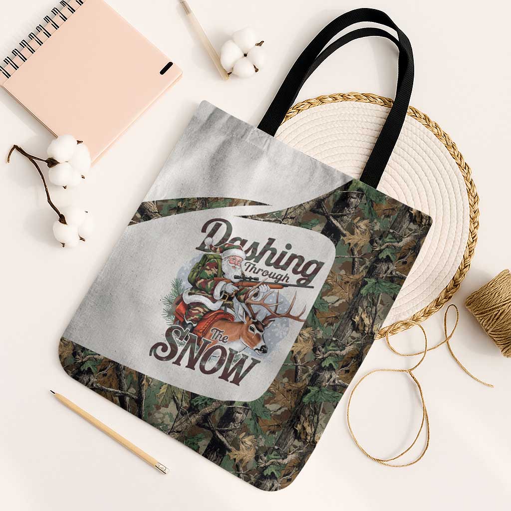 Santa Deer Hunting Christmas Tote Bag Hunting Camouflage Patterns - Wonder Print Shop