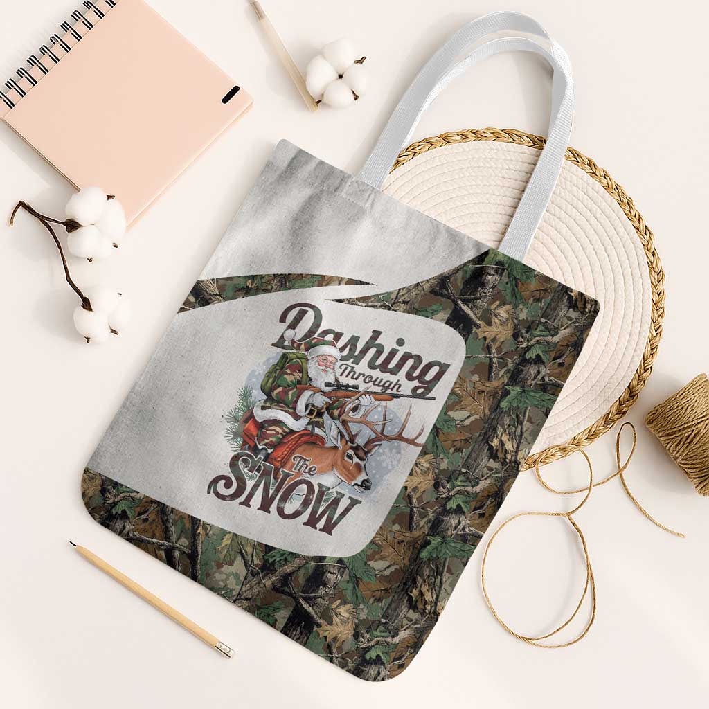 Santa Deer Hunting Christmas Tote Bag Hunting Camouflage Patterns - Wonder Print Shop