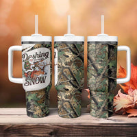 Santa Deer Hunting Christmas Tumbler With Handle Hunting Camouflage Patterns - Wonder Print Shop
