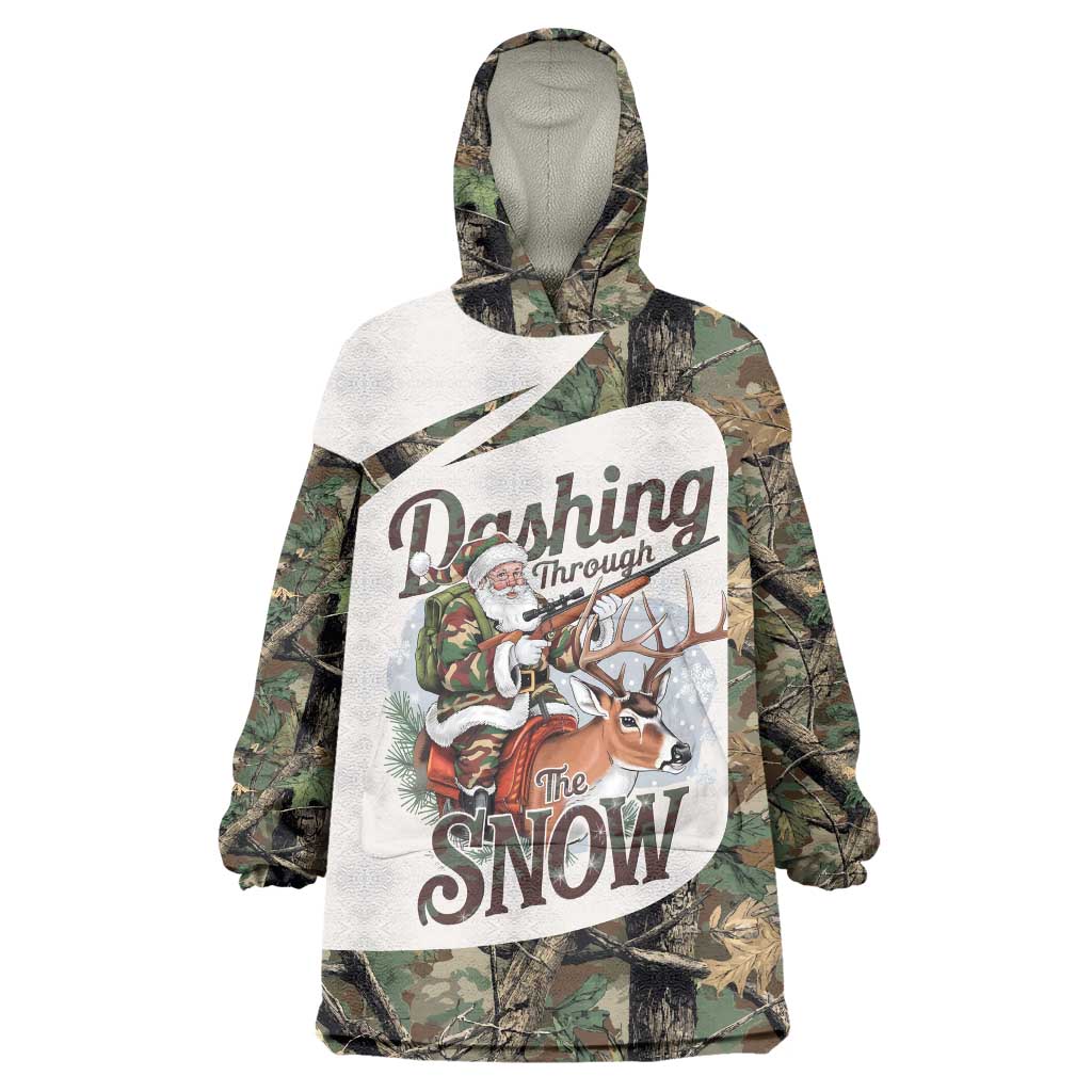 Santa Deer Hunting Christmas Wearable Blanket Hoodie Hunting Camouflage Patterns - Wonder Print Shop