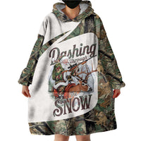 Santa Deer Hunting Christmas Wearable Blanket Hoodie Hunting Camouflage Patterns - Wonder Print Shop