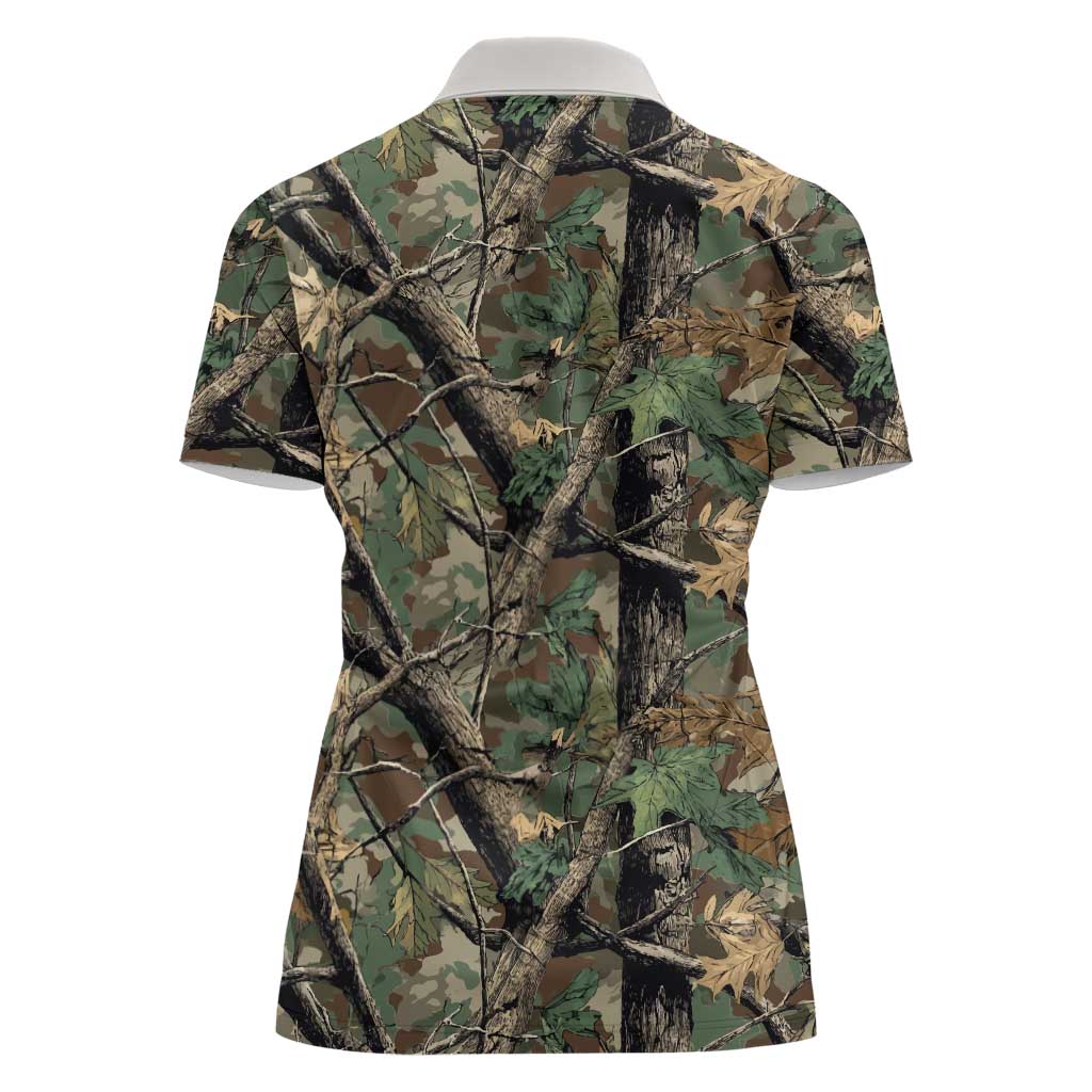 Santa Deer Hunting Christmas Women Polo Shirt Hunting Camouflage Patterns - Wonder Print Shop
