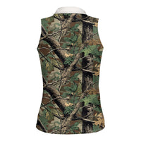 Santa Deer Hunting Christmas Women Sleeveless Polo Shirt Hunting Camouflage Patterns - Wonder Print Shop