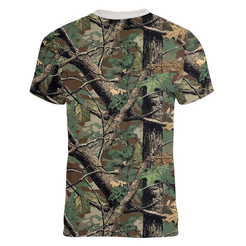Santa Deer Hunting Christmas Women V-Neck T-Shirt Hunting Camouflage Patterns - Wonder Print Shop