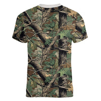 Santa Deer Hunting Christmas Women V-Neck T-Shirt Hunting Camouflage Patterns - Wonder Print Shop