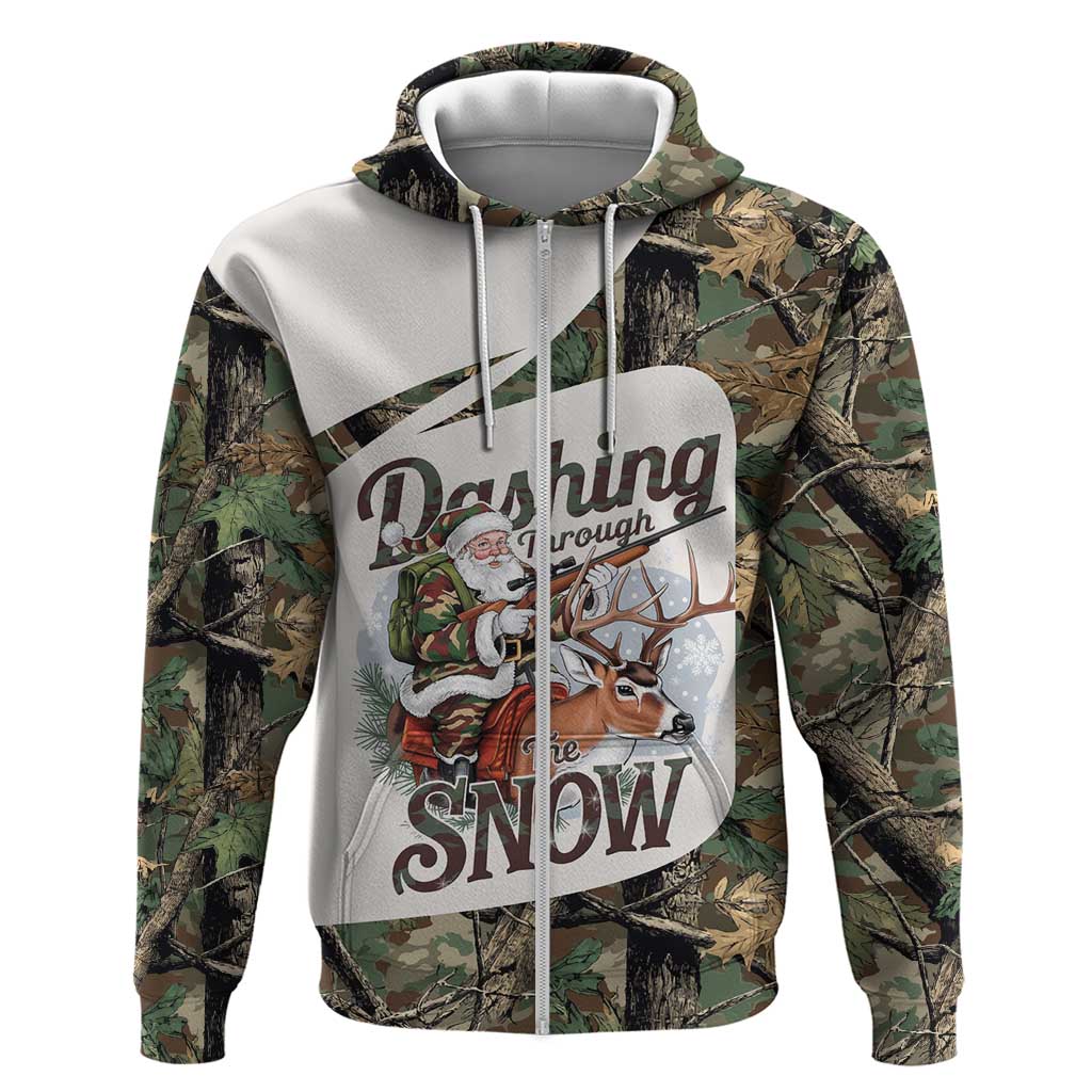 Santa Deer Hunting Christmas Zip Hoodie Hunting Camouflage Patterns - Wonder Print Shop