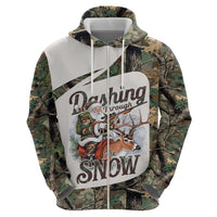 Santa Deer Hunting Christmas Zip Hoodie Hunting Camouflage Patterns - Wonder Print Shop