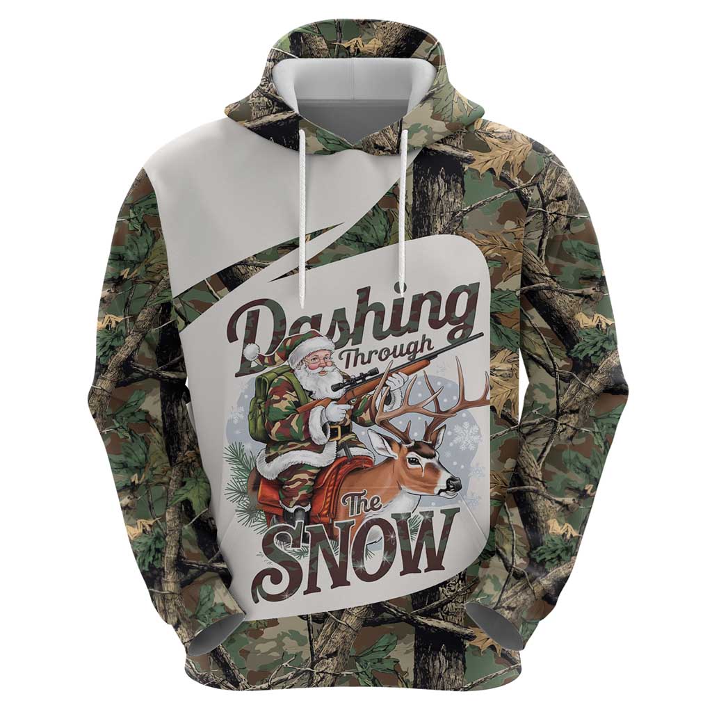 Santa Deer Hunting Christmas Zip Hoodie Hunting Camouflage Patterns - Wonder Print Shop