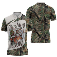 Santa Deer Hunting Christmas Zipper Polo Shirt Hunting Camouflage Patterns - Wonder Print Shop
