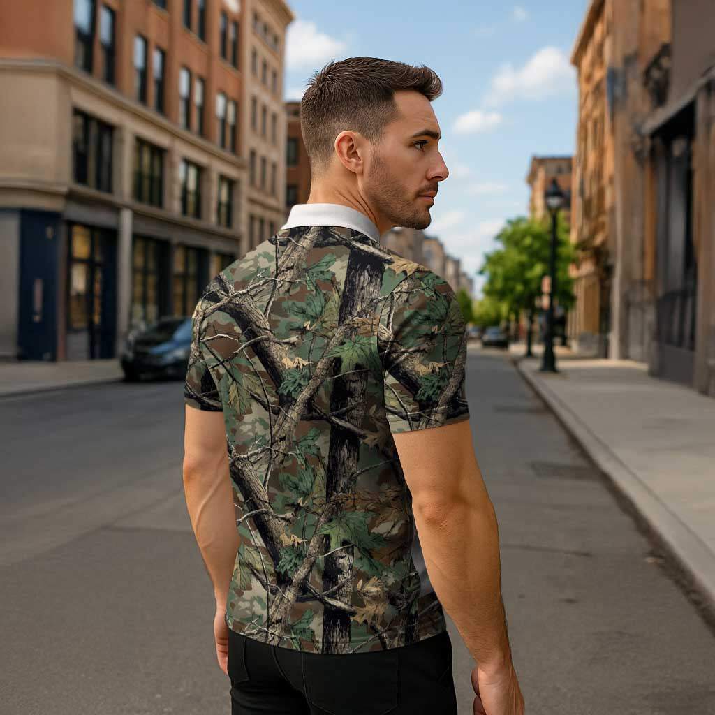 Santa Deer Hunting Christmas Zipper Polo Shirt Hunting Camouflage Patterns - Wonder Print Shop