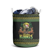 Merry Hunmas Laundry Basket Hunter Deer Santa Hat - Wonder Print Shop