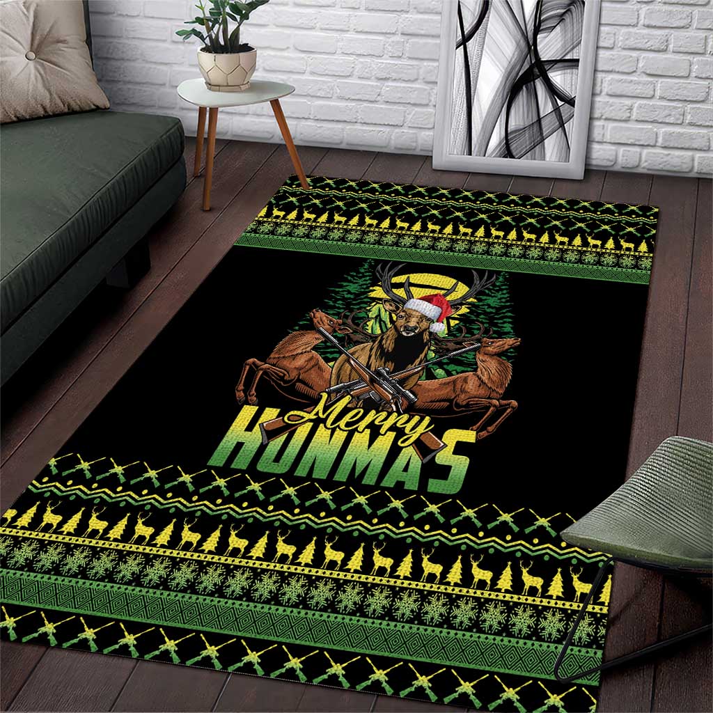 Merry Hunmas Area Rug Hunter Deer Santa Hat - Wonder Print Shop
