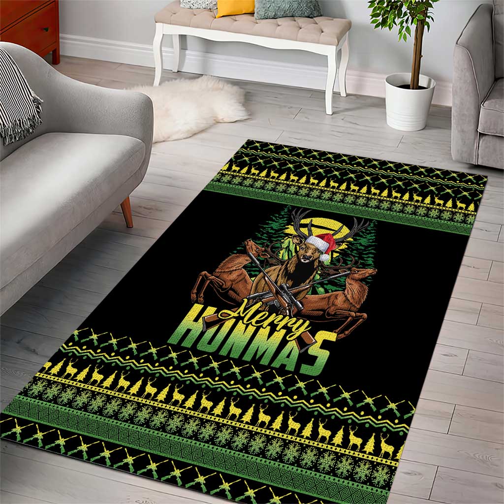 Merry Hunmas Area Rug Hunter Deer Santa Hat - Wonder Print Shop