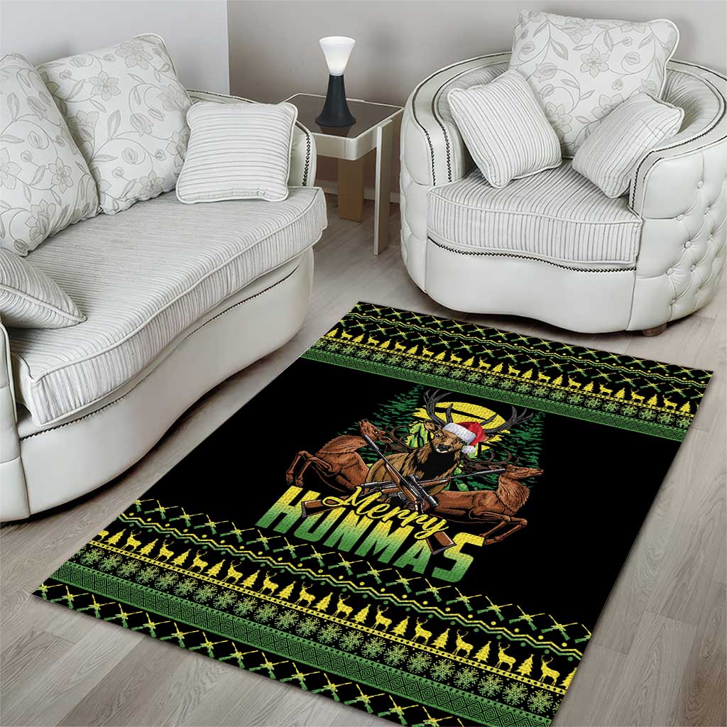 Merry Hunmas Area Rug Hunter Deer Santa Hat - Wonder Print Shop