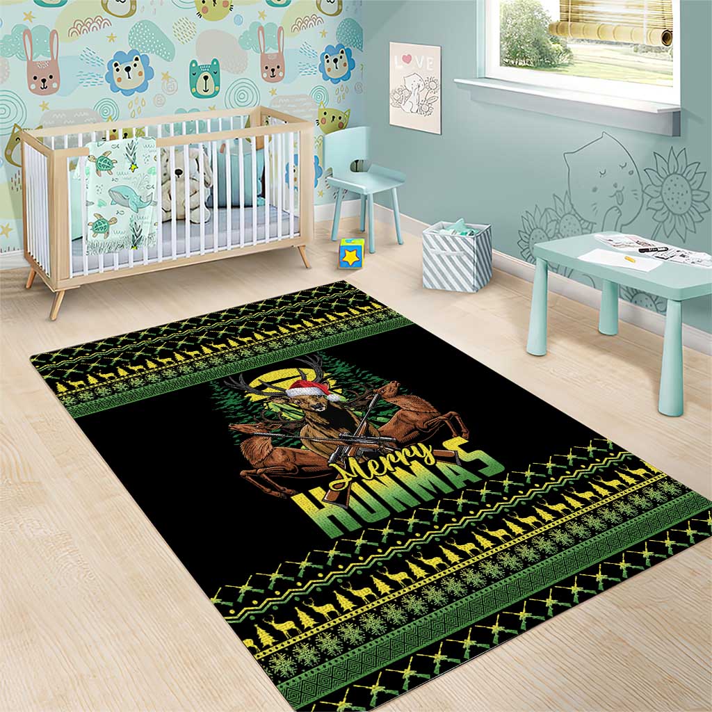 Merry Hunmas Area Rug Hunter Deer Santa Hat - Wonder Print Shop