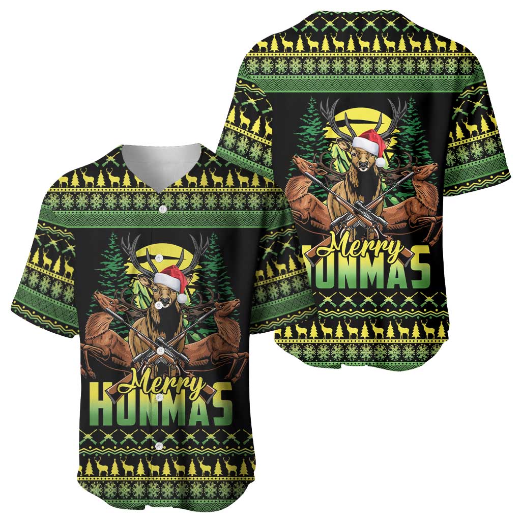Merry Hunmas Baseball Jersey Hunter Deer Santa Hat - Wonder Print Shop