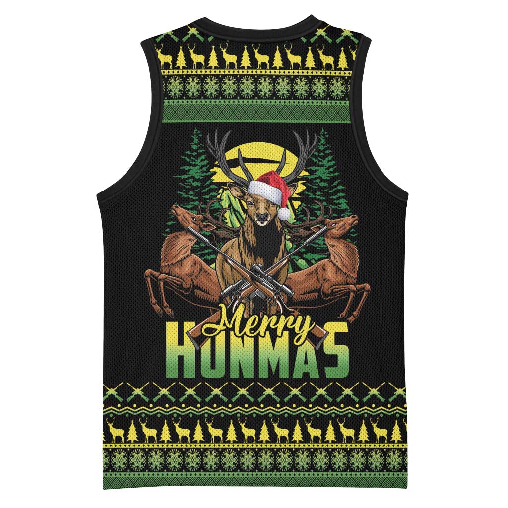 Merry Hunmas Basketball Jersey Hunter Deer Santa Hat - Wonder Print Shop