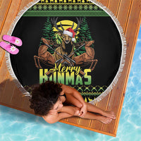 Merry Hunmas Beach Blanket Hunter Deer Santa Hat - Wonder Print Shop