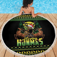 Merry Hunmas Beach Blanket Hunter Deer Santa Hat - Wonder Print Shop