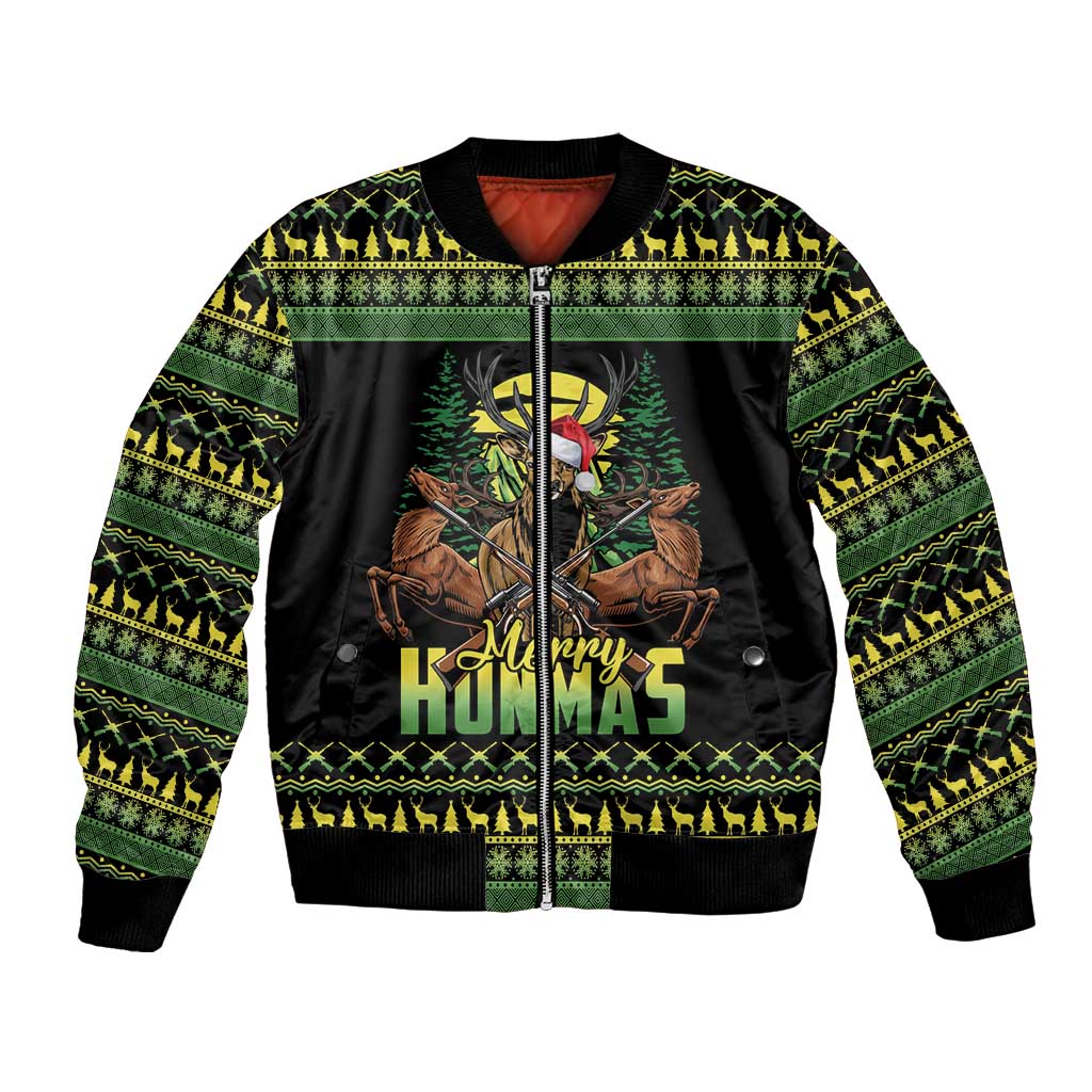 Merry Hunmas Bomber Jacket Hunter Deer Santa Hat - Wonder Print Shop