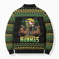 Merry Hunmas Bomber Puffer Jacket Hunter Deer Santa Hat - Wonder Print Shop