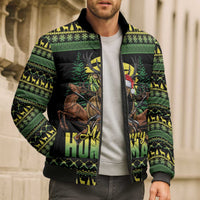 Merry Hunmas Bomber Puffer Jacket Hunter Deer Santa Hat - Wonder Print Shop