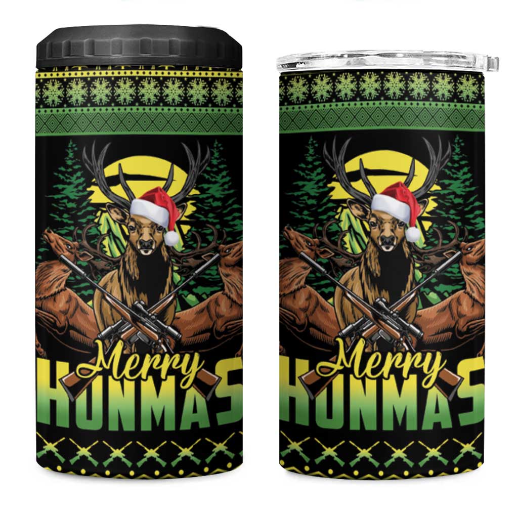Merry Hunmas 4 in 1 Can Cooler Tumbler Hunter Deer Santa Hat - Wonder Print Shop