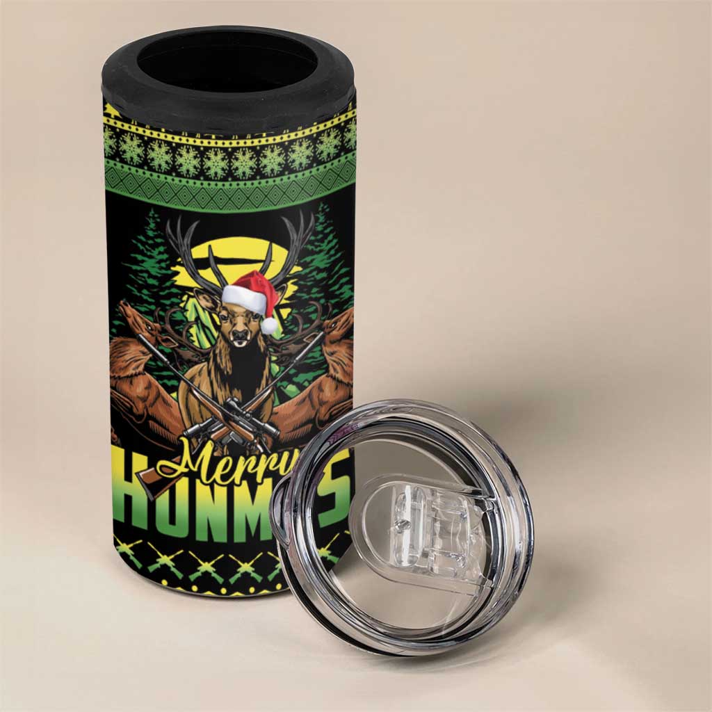 Merry Hunmas 4 in 1 Can Cooler Tumbler Hunter Deer Santa Hat - Wonder Print Shop