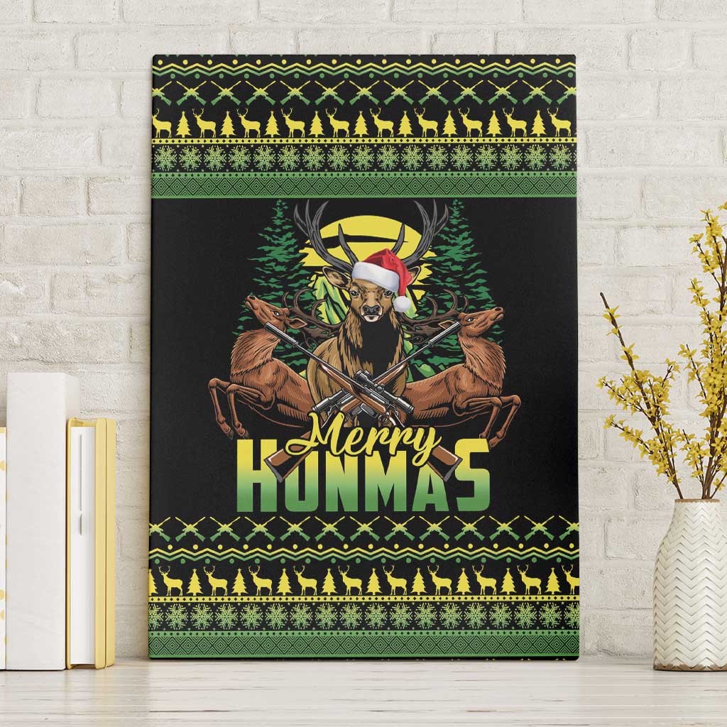 Merry Hunmas Canvas Wall Art Hunter Deer Santa Hat - Wonder Print Shop