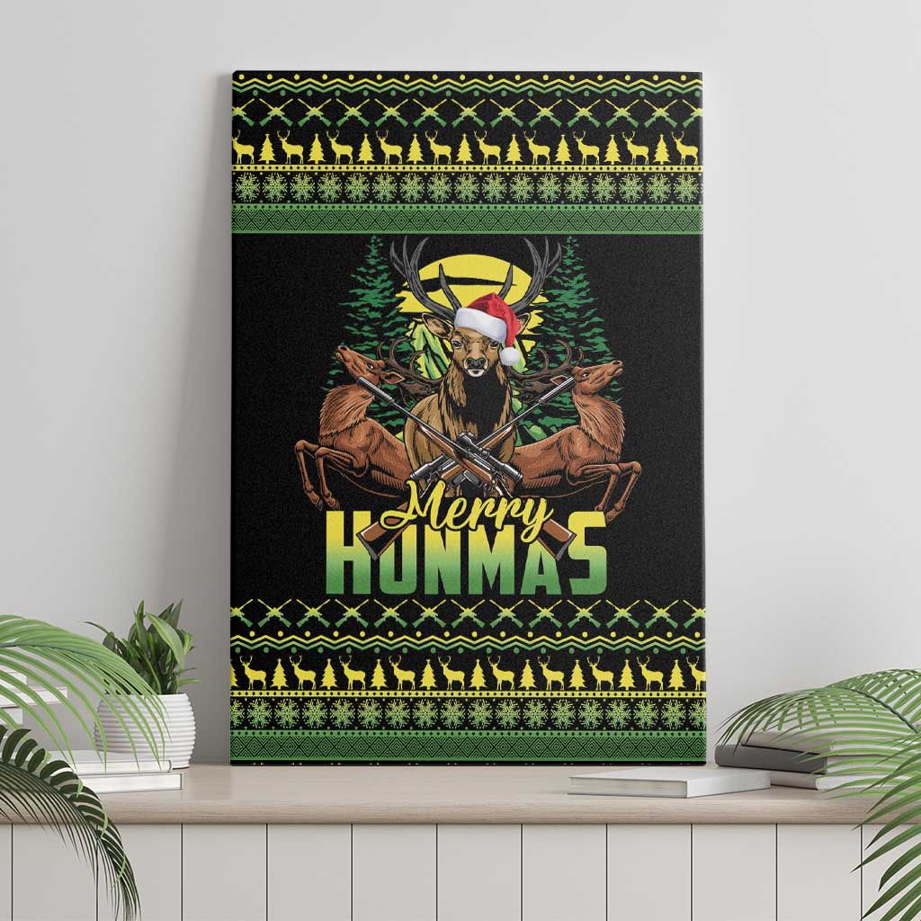 Merry Hunmas Canvas Wall Art Hunter Deer Santa Hat - Wonder Print Shop