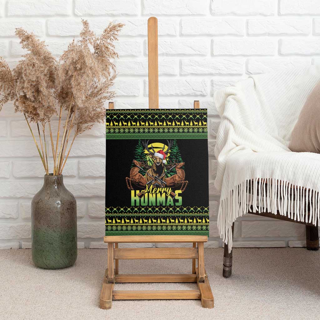 Merry Hunmas Canvas Wall Art Hunter Deer Santa Hat - Wonder Print Shop