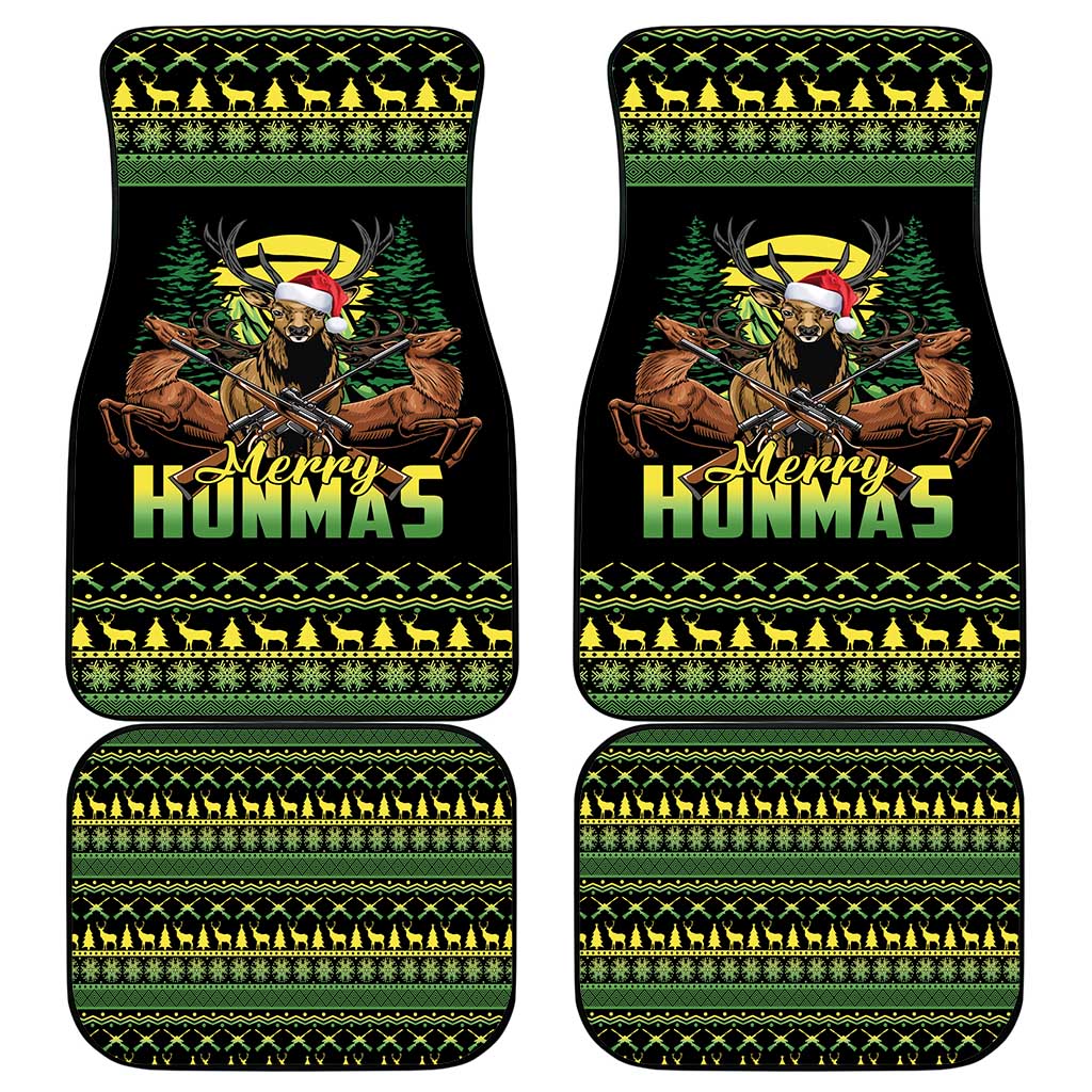 Merry Hunmas Car Mats Hunter Deer Santa Hat - Wonder Print Shop