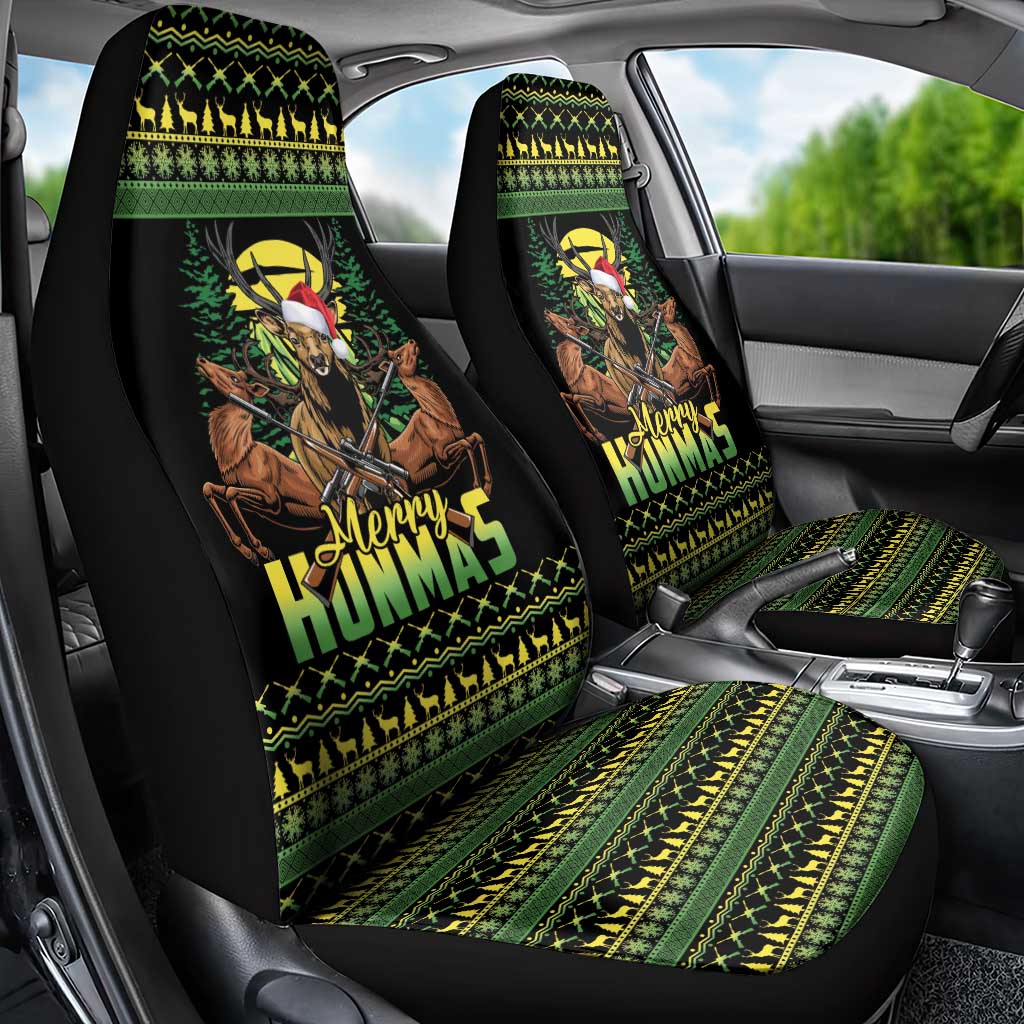 Merry Hunmas Car Seat Cover Hunter Deer Santa Hat - Wonder Print Shop