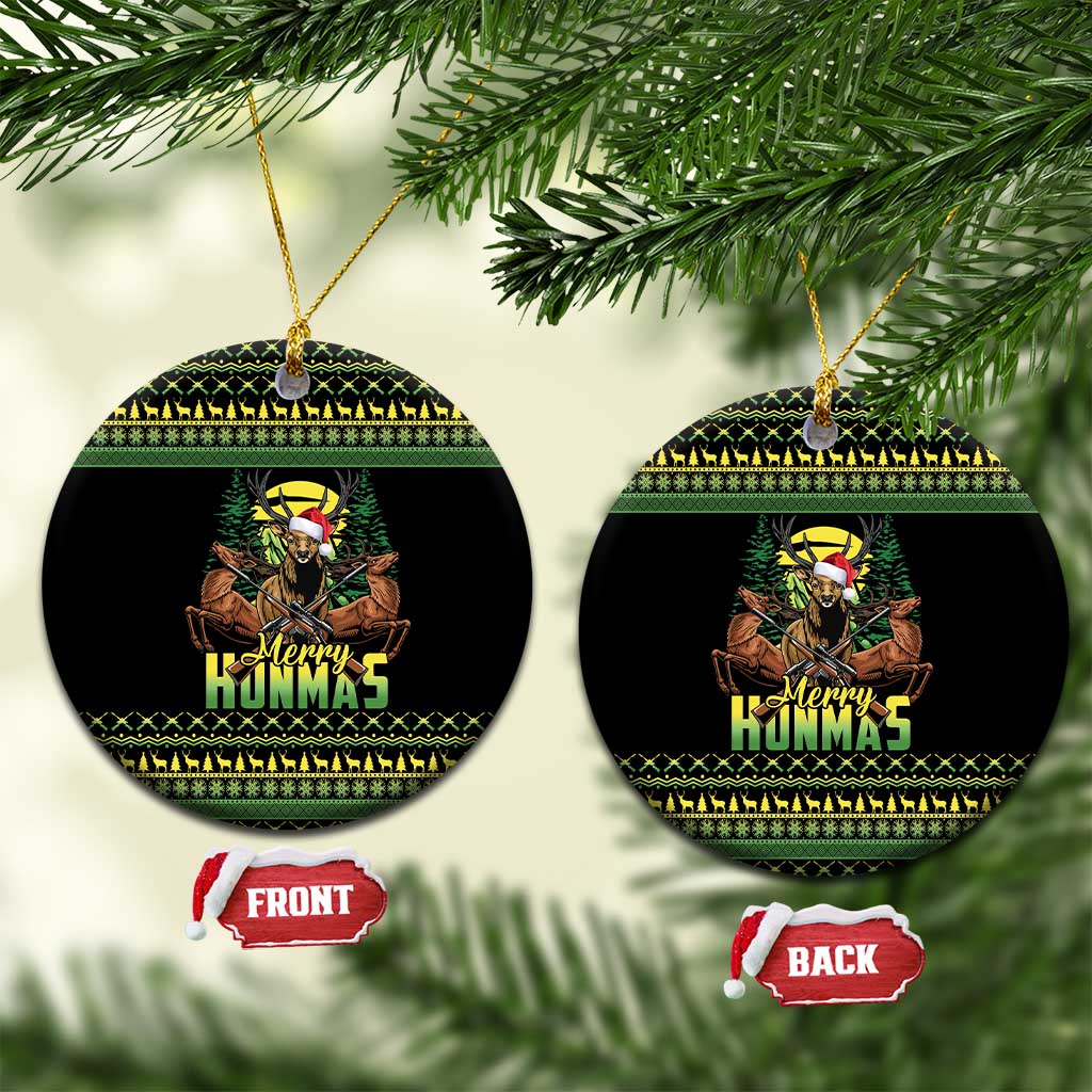 Merry Hunmas Ceramic Ornament Hunter Deer Santa Hat - Wonder Print Shop