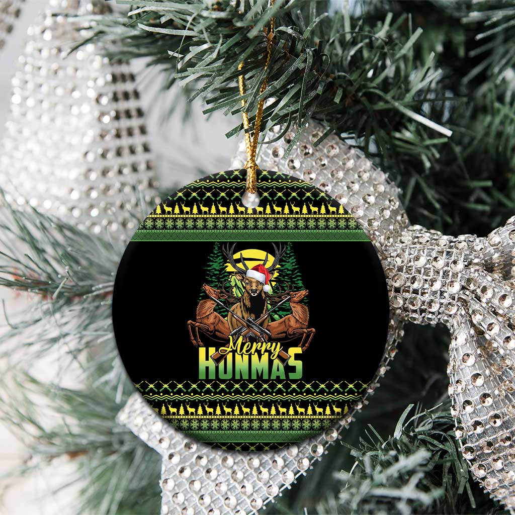 Merry Hunmas Ceramic Ornament Hunter Deer Santa Hat - Wonder Print Shop