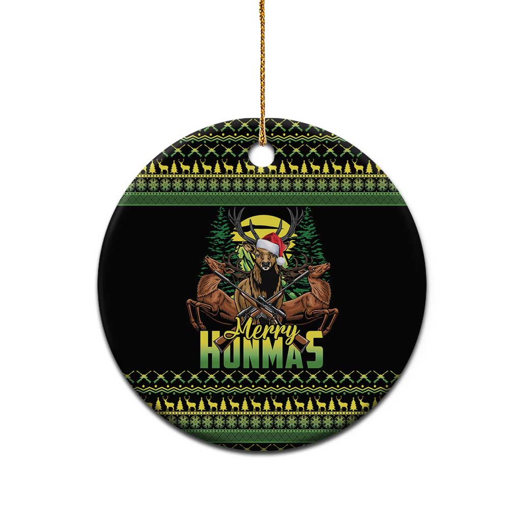 Merry Hunmas Ceramic Ornament Hunter Deer Santa Hat - Wonder Print Shop