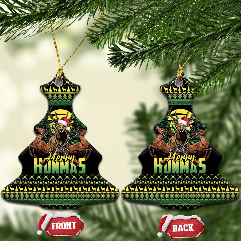 Merry Hunmas Ceramic Ornament Hunter Deer Santa Hat - Wonder Print Shop
