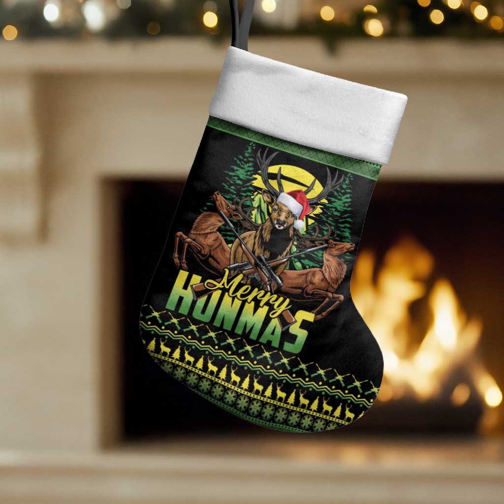 Merry Hunmas Christmas Stocking Hunter Deer Santa Hat - Wonder Print Shop