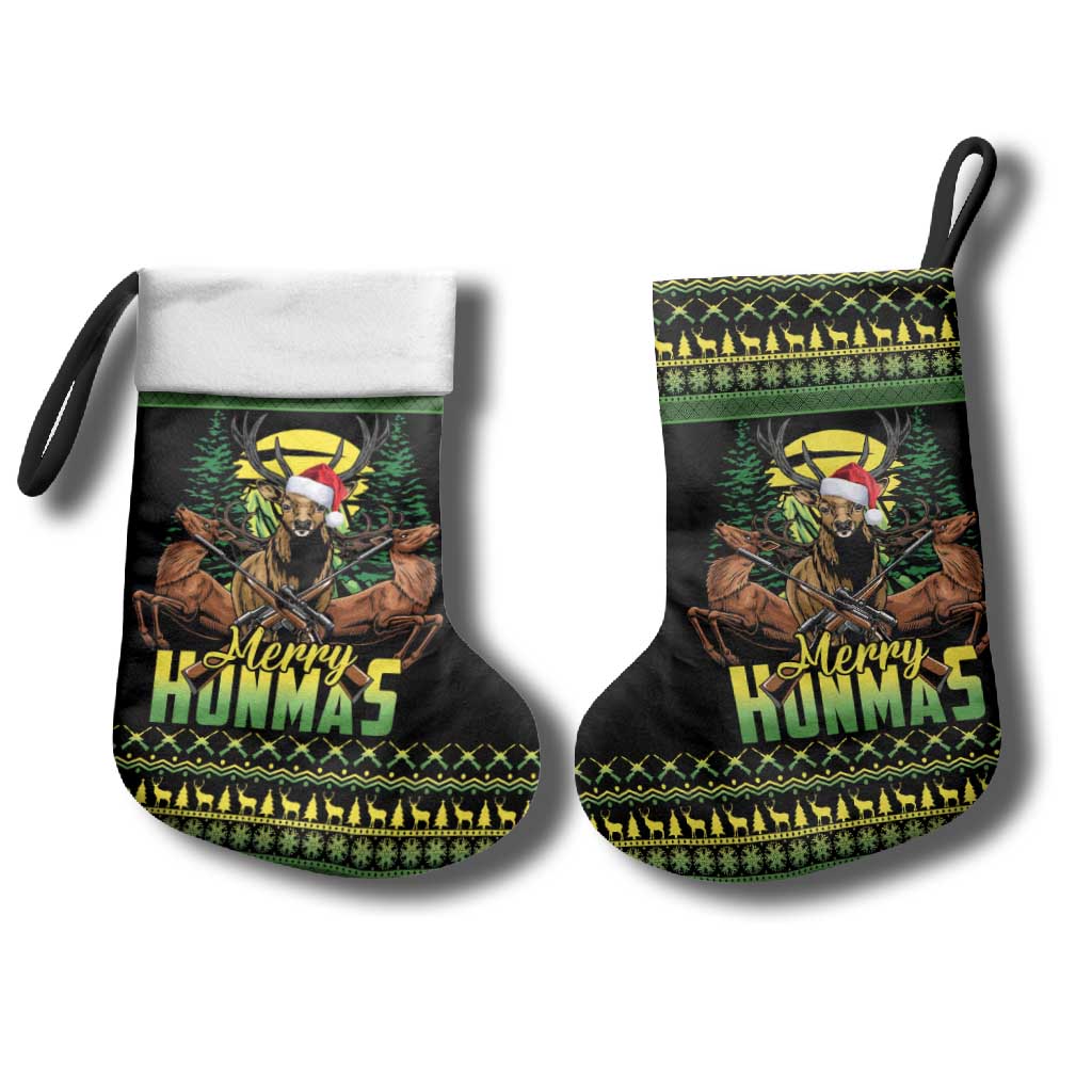 Merry Hunmas Christmas Stocking Hunter Deer Santa Hat - Wonder Print Shop