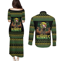 Merry Hunmas Couples Matching Puletasi and Long Sleeve Button Shirt Hunter Deer Santa Hat - Wonder Print Shop
