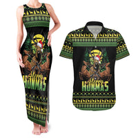 Merry Hunmas Couples Matching Tank Maxi Dress and Hawaiian Shirt Hunter Deer Santa Hat - Wonder Print Shop