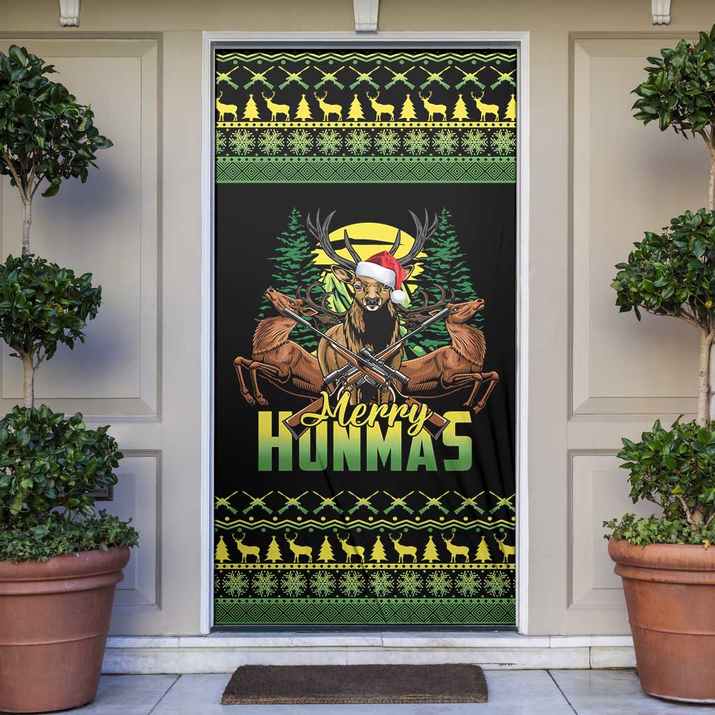 Merry Hunmas Door Cover Hunter Deer Santa Hat - Wonder Print Shop