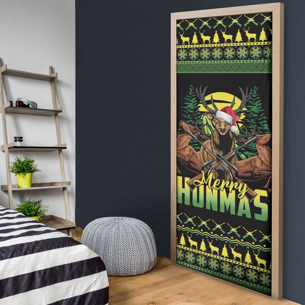 Merry Hunmas Door Cover Hunter Deer Santa Hat - Wonder Print Shop